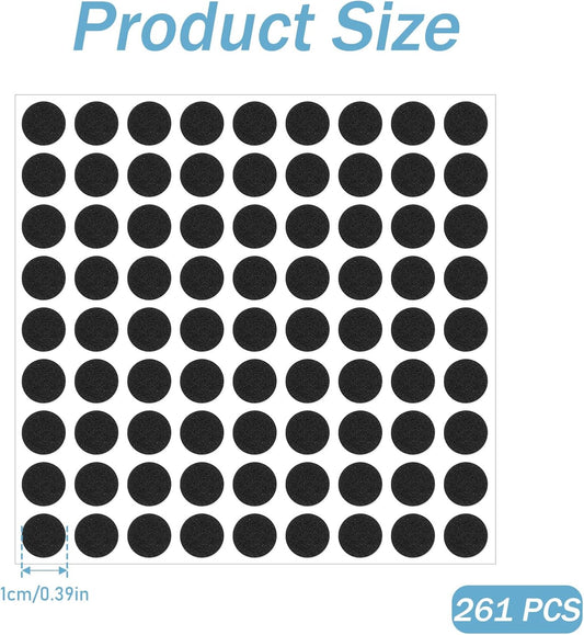 261 Pcs Mini Foam Felt Pads, Self Stick Pads Furniture Felt Pad Round 3/8 Inches Diameter Self Adhesive Cabinet Cushion Dots for Cabinet Doors Furniture Desks Floor Drawers Black
