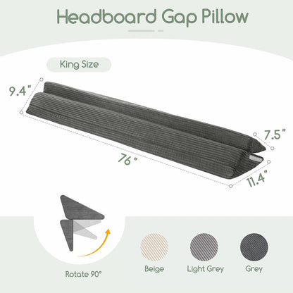 HIGOGOGO Queen Size Wedge Pillow for Headboard Gap - Multi Functional Mattress Wedge Bed Gap Filler Close The Gap (0-7") Between Your Mattress and Headboard or Wall (Grey 60"x11"x9")