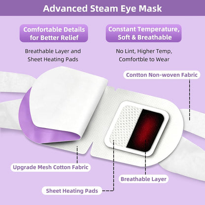 25 Pack Self Heating Warm Compress for Dry Eyes,Steam Eye Mask for Digital Eye Strain & Stye Treatment, Disposable Heated Eye Mask, Moist Heat No Microwave Needed, Sleep Travel Ready