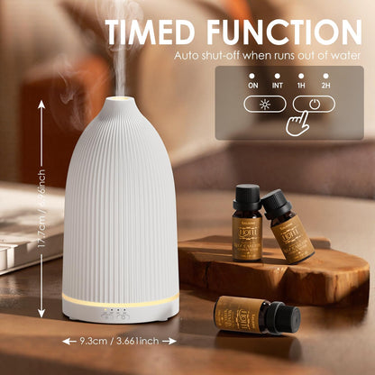SALKING Essential Oil Diffuser, 100ml Aromatherapy Diffusers with Adjustable Mist Mode Timer Setting, Ultrasonic Diffusers for Essential Oils, Warm White Lights, 7 LED Colors, for Office Home