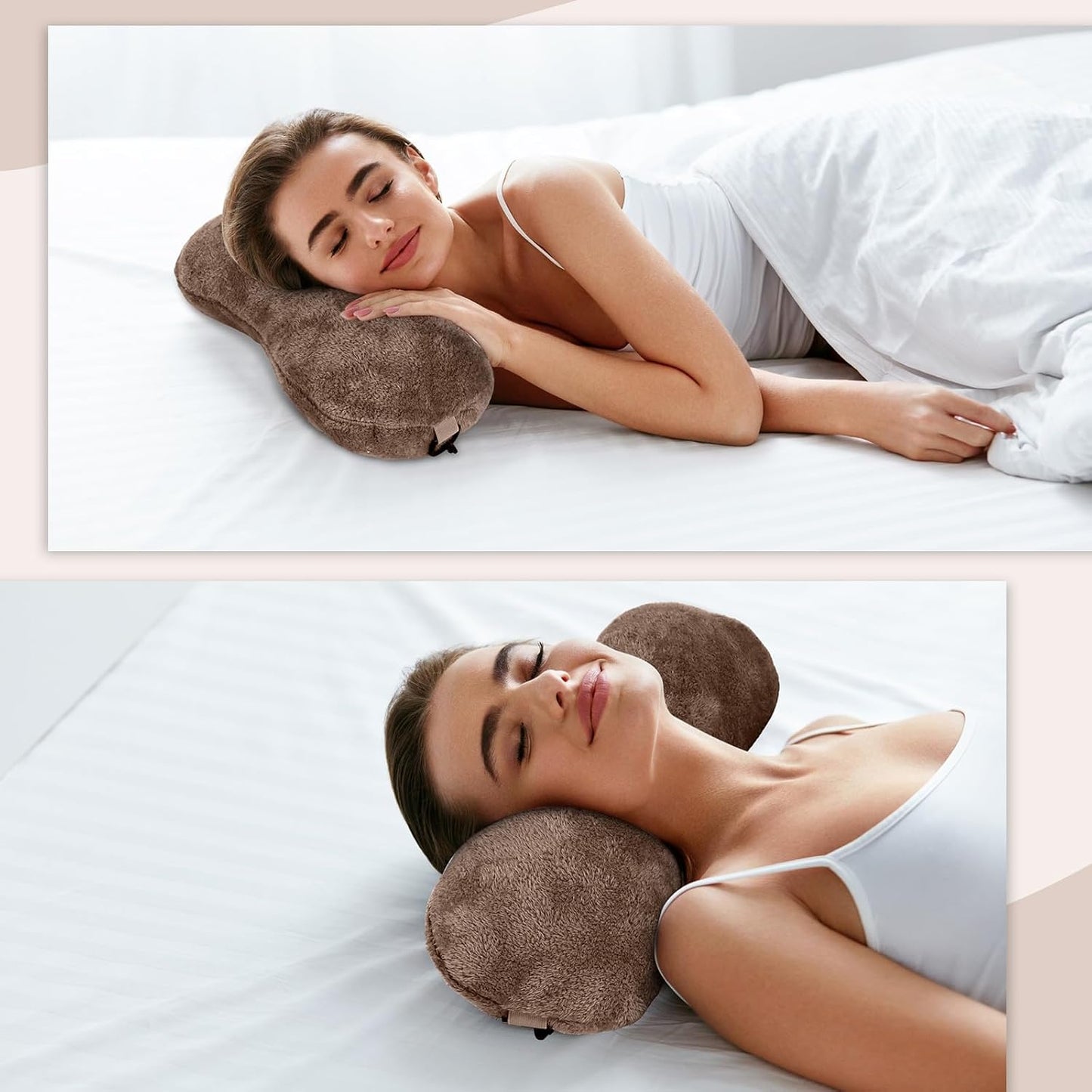Colingmill 1 Pc Neck Pillow for Recliner Headrest Pillow Bone Shaped Chair Plush with Adjustable Strap Neck Support and Pain Relief Curve Head Cushion for Car Travel Airplane (Grey)