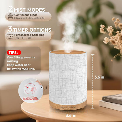 URPOWER 100ML Essential Oil Diffusers for Home with Linen Cover 7 Color Changing Lights, Timer & Auto-Off Scent Diffuser Oil Machine Humidifier Aromatherapy Air Diffusers for Bedroom, Office