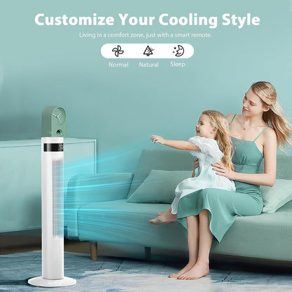 Antarctic Star Tower Fan 85°Oscillating Fan Quiet Cooling 12H Timer Remote Control Bladeless Electric 3 Speeds Wind 3 Modes, 42INCH, PINK