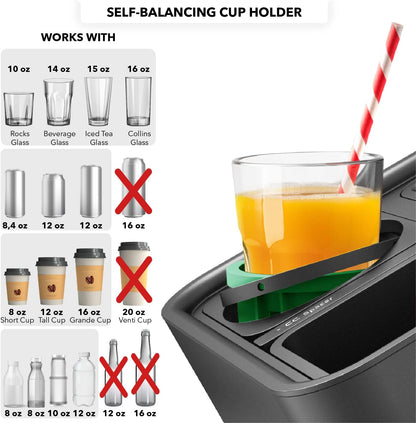 Original Tray - Drinks & Snacks Sofa Caddy with Armrest, Table with Phone Stand- TV Remote Control Storage and Organizer - for Living Rooms, RV, and Cars, Black/Green