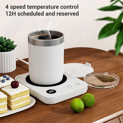 Fockety Mug Warmer, Auto Shut Off Electric Cup Warmer with 4 Temperature Control, 2-12H Timer, Large Heating Panel Smart Coffee Warmers with Insulation Pad for Tea Beverage Milk (US Plug 110V)