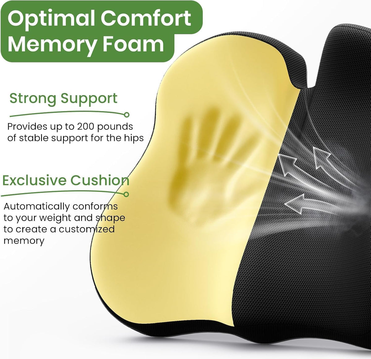 A-Pce Ergonomic Seat Cushion, Non-Slip Seat Cushion for Office Chair, Black