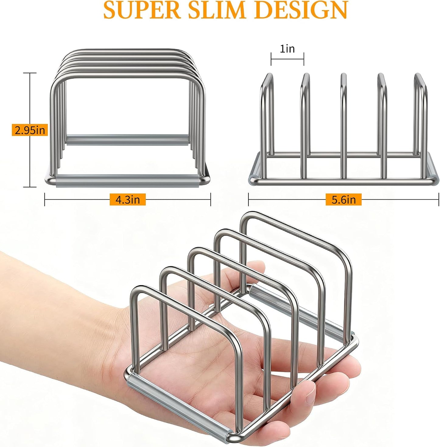 Cutting Board Organizer Holder Stand, Stainless Steel, 1PC(1.0in) | 4 Slots, For Baking Sheet and Cookie Sheet, Storage Rack