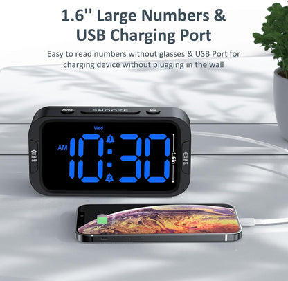 Odokee Digital Dual Alarm Clock for Bedroom with 0-100% Dimmable Display