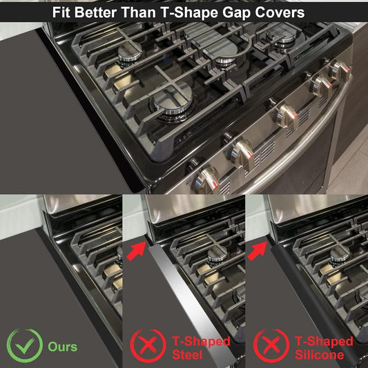 Stove Cover, Stove Guard, Stainless Steel Stove Gap Covers, Heat Resistant & Easy to Clean Stove Counter Gap Cover, Kitchen Stove Counter Gap Cover Eliminates Gap Between Counter & Appliances (2 pcs)