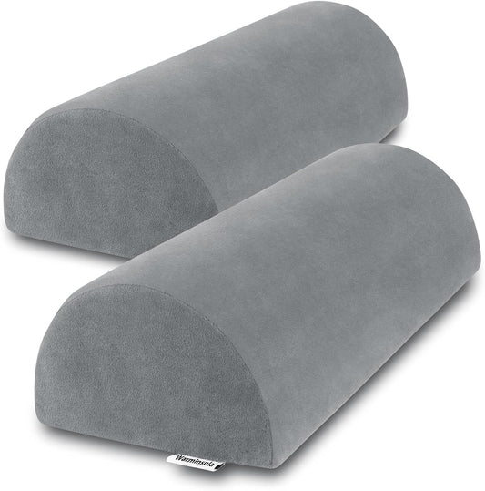 Half Moon Pillow, Memory Foam Leg Pillows for Sleeping Boster Pillow for Legs Knee Lumbar Support, Semi Roll Pillow for Ankle Rest and Foot Comfort, 2 Pack