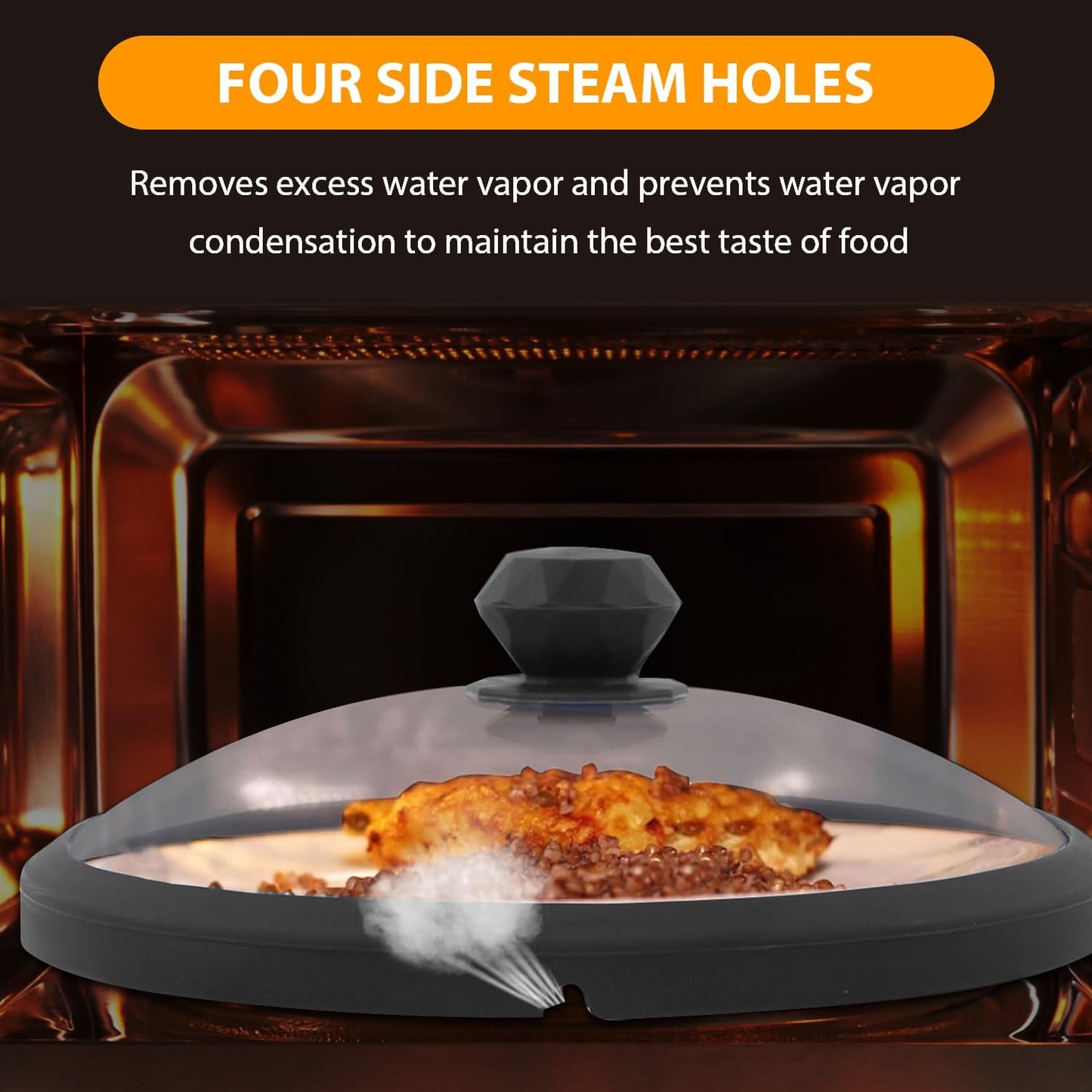 Microwave Glass Cover Splatter Guard Lid with Anti-scald Silicone Handles and Vented Edge for Food Pot Plate Cover 10.5 inch Blue