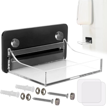 Acrylic Soap Dispenser Drip Tray Wall Mount Soap Dispenser Bracket, Laundry Detergent Drip Catcher Prevent Dripping, Detachable Easy to Clean, Clear