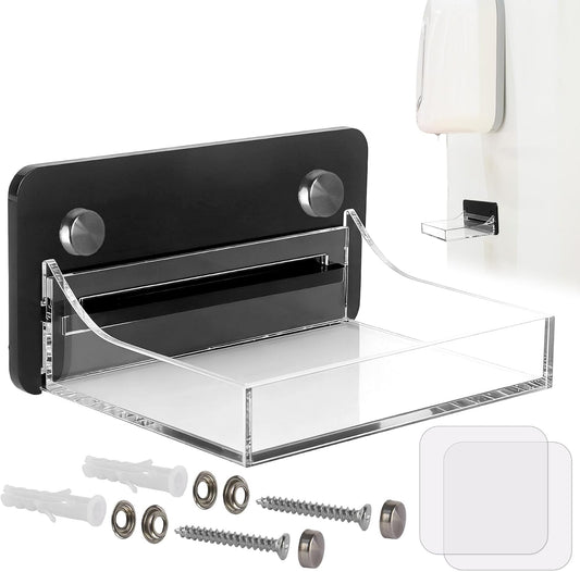 Acrylic Soap Dispenser Drip Tray Wall Mount Soap Dispenser Bracket, Laundry Detergent Drip Catcher Prevent Dripping, Detachable Easy to Clean, Clear