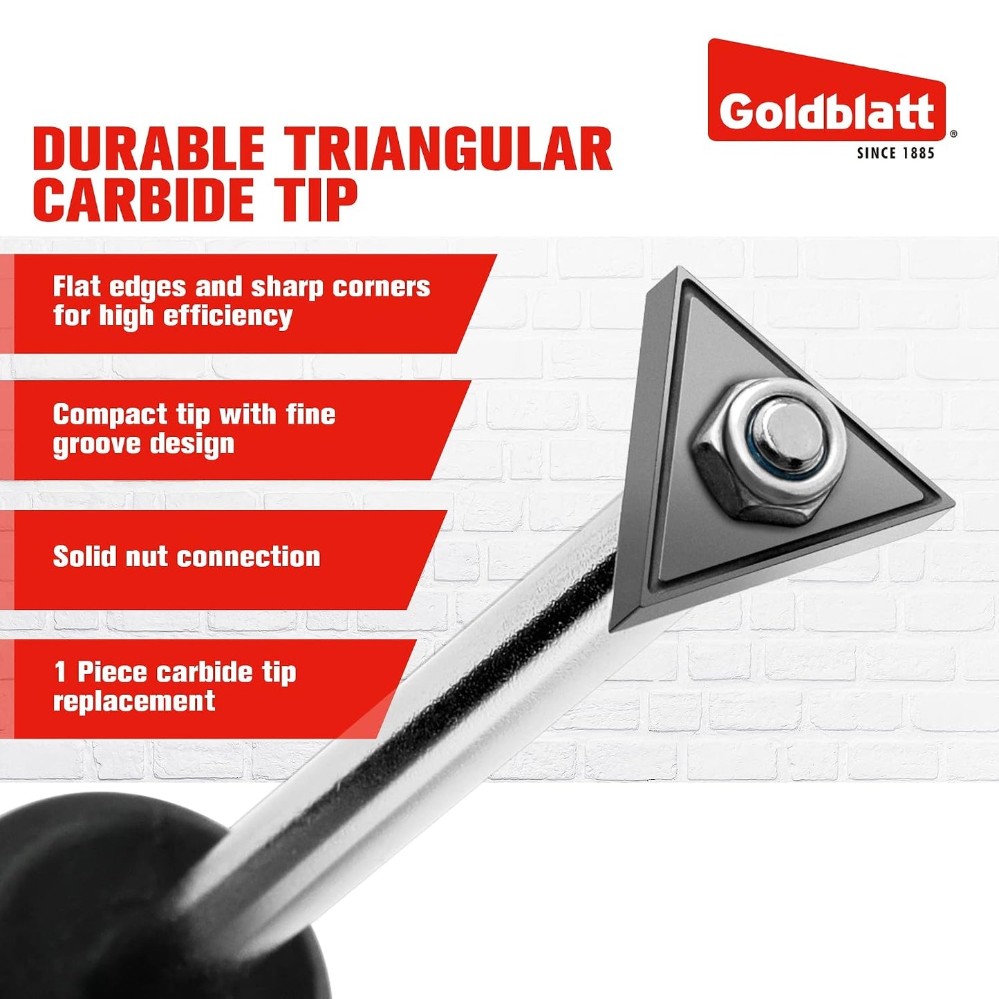 Goldblatt Grout Removal Tool with Replacement Carbide Tip, Scraper Tools | Triangular Edge, Precision Cleaning, Replacement Tip, Fine Groove Pattern, Tile Joint Repair, Caulk Removal, Mortar Cleanup