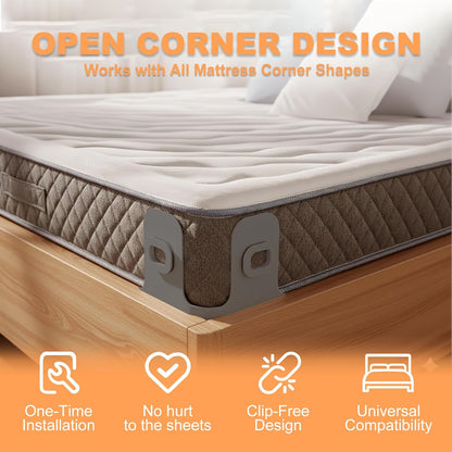 Bed Sheet Holders for Corners: 4 Pack Twist-Lock Clips Keep Sheets Tight Heavy-Duty Grippers Quick Install Fits All Mattresses（Grey）