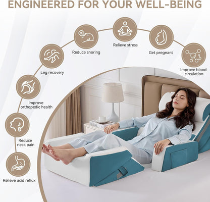 Yojoker Leg Elevation Pillows for Swelling, Memory Foam Wedge Pillow for Legs Blood Circulation, Leg Elevation Pillows for After Surgery, Knee Wedge Pillow for Sleeping Back Hip Ankles Relief