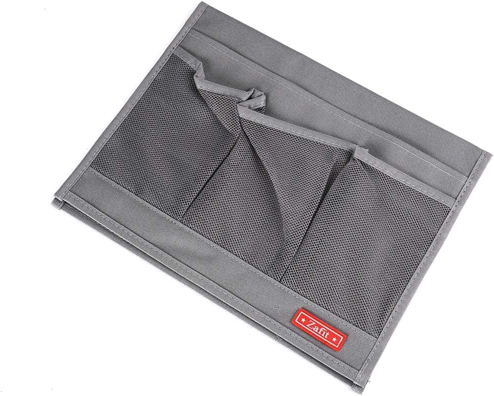 Zafit 5 Pockets Bedside Caddy, Bedside Storage Organizer for Water Bottles, Magazines, Phone, Glasses (5 Pockets-Grey)