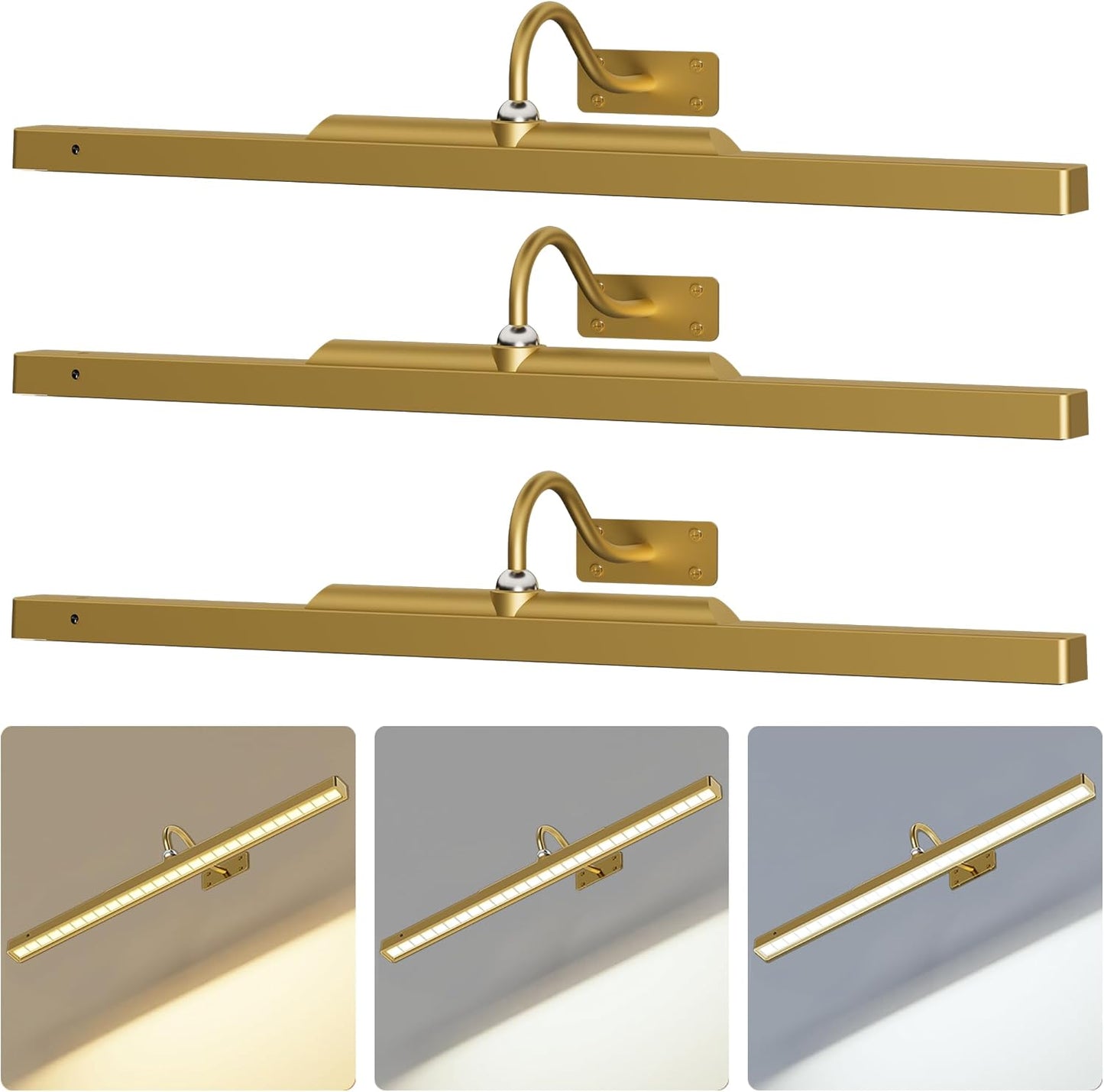 Picture Light for Wall, 12" Rechargeable Wireless Battery Operated Painting Lighting, Dimmable LED with Remote 3CCT for Wall Art Gallery Display (Black)