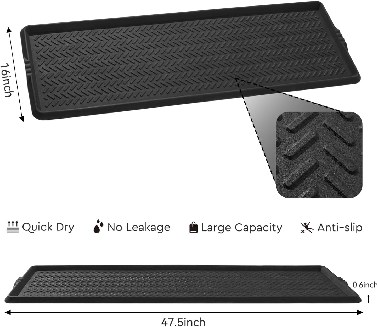 Tchdio Rubber Boot Tray for Entryway – Heavy Duty Shoe Mat, Mud and Snow Mat for Indoor/Outdoor Use – Boot Trays for Entryway, Shoe Tray for Entryway, 16 x 27.5 Inch Rubber Mat