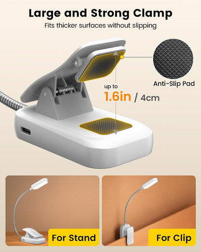 Glocusent 13 LED Book Lights for Reading at Night, Gifts for Book Lovers