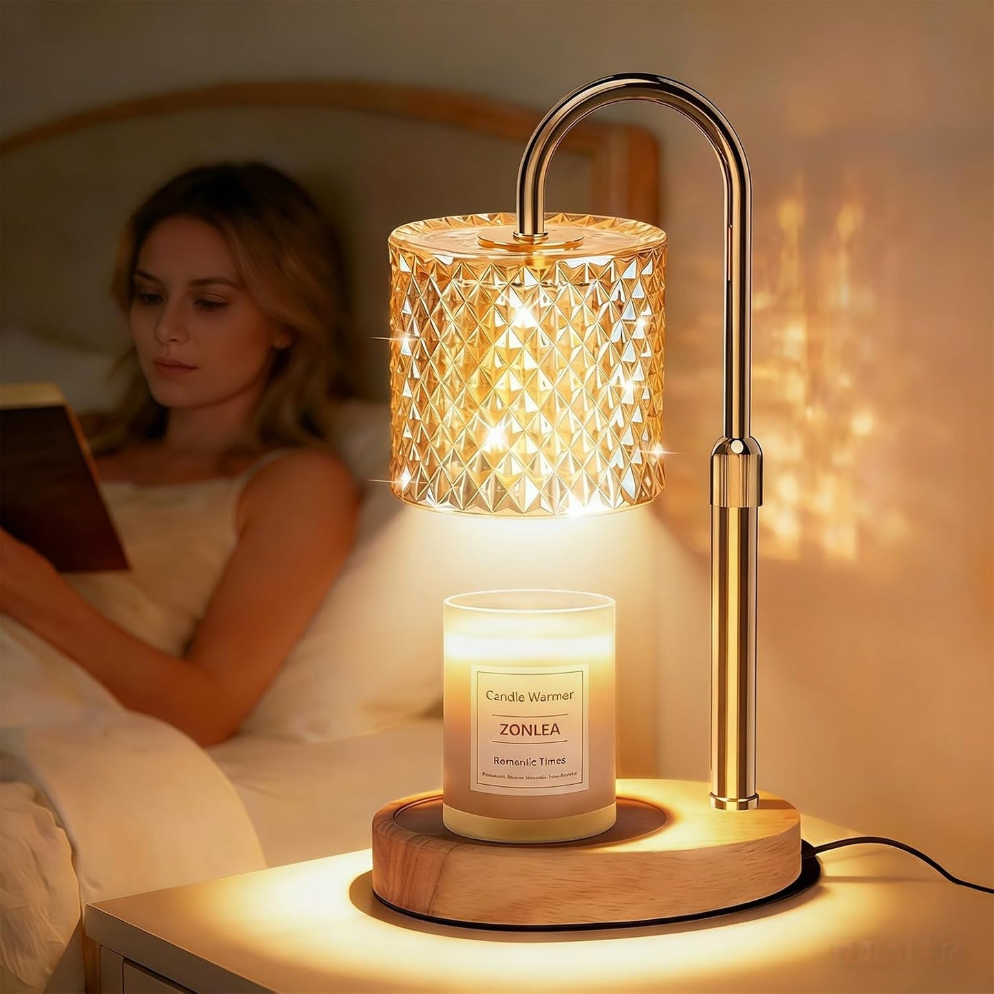 ZENLEA Candle Warmer Lamp with Timer, Candle Lamp with Dimmer, Wax Warmer Height Adjustable for Home Decor, Wax Melt Warmer for Scented Candles