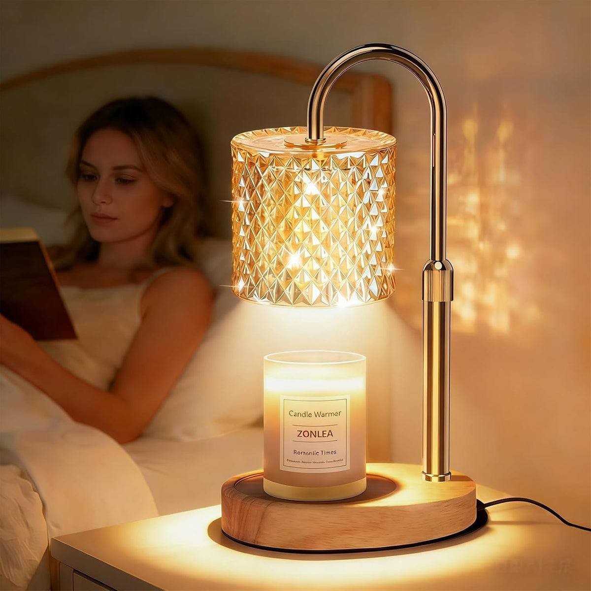 ZENLEA Candle Warmer Lamp with Timer, Candle Lamp with Dimmer, Wax Warmer Height Adjustable for Home Decor, Wax Melt Warmer for Scented Candles