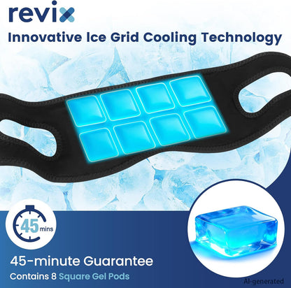 REVIX Wisdom Teeth Ice Pack Head Wrap for Face, Jaw & Chin Relief, Black | For Oral Surgery, Tooth Extraction, TMJ & Teeth Removed, 4 Reusable Hot & Cold Gel Packs, 3D Snug Fit