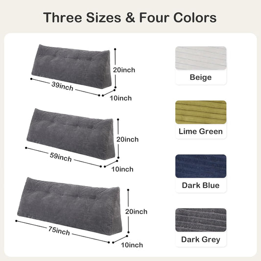 Headboard Pillow Queen, Wedge Pillow Headboard for Bed, Grey