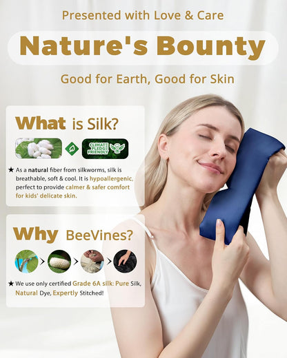 BeeVines Luxury Pure 100% Silk Sleep Mask for Women, 3D Contoured Eye Mask