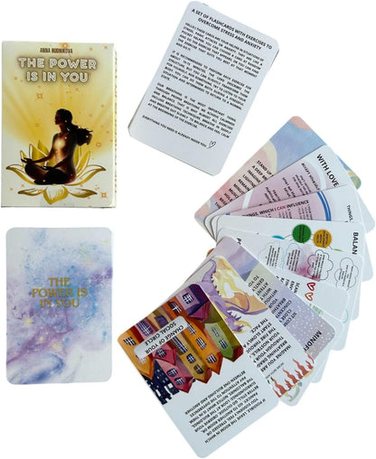 Panic Attack & Anxiety Relief Cards – 'The Power is in You' 46 - Card Deck with Grounding Exercises, Breathing Techniques & Stress Management Practices (English)