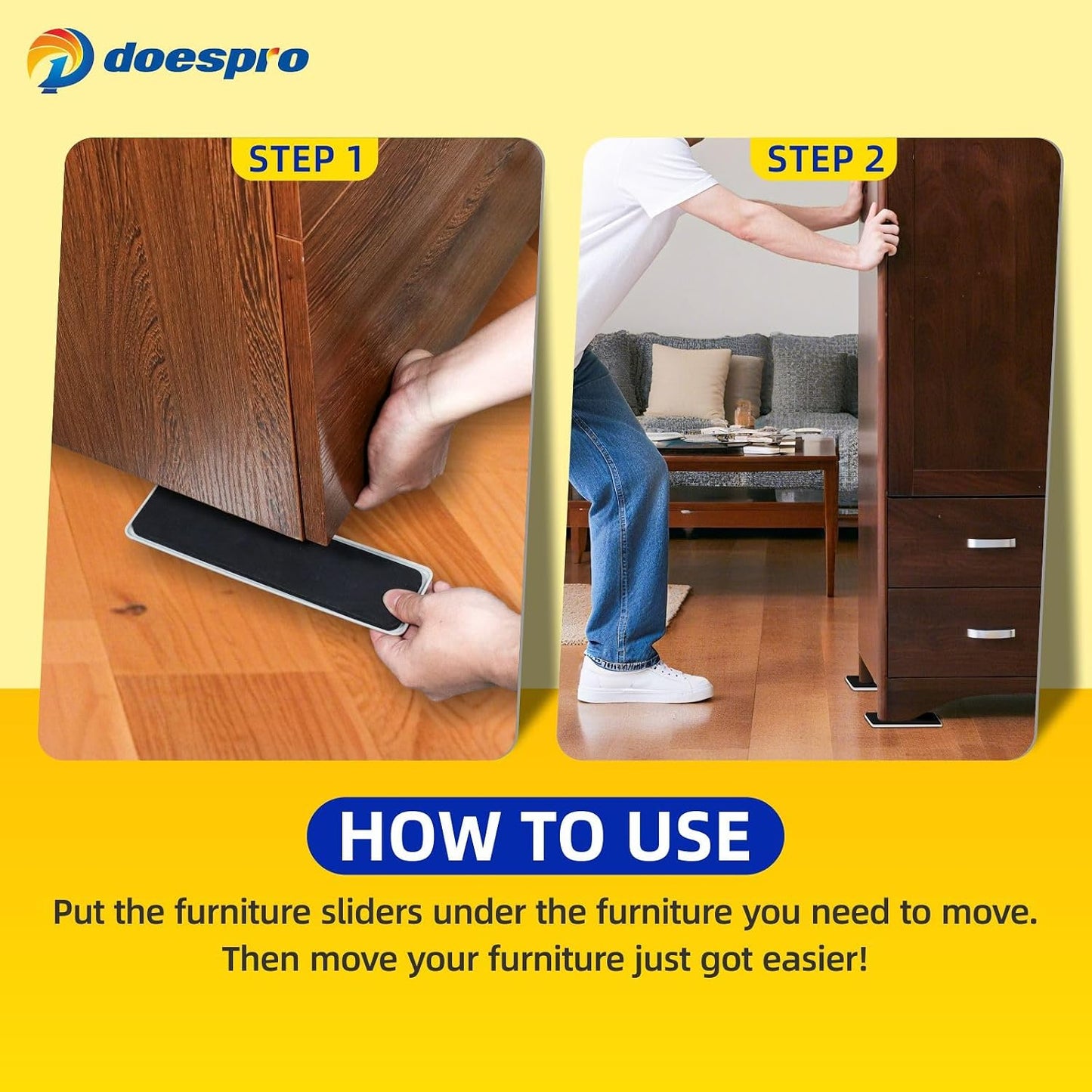 40PCS 1.4" Furniture Sliders for Hardwood Floors & Carpet, Self-Stick | PE Round Furniture Pads & Chair Glides for Hardwood Floors, Floor Protectors for Moving Furniture & Kitchen Appliances Easily