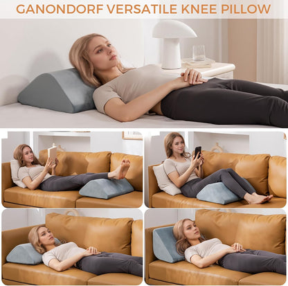Knee Wedge Pillow for Post-Surgery Recovery-Leg Elevation Support for Sleep Position, Alleviating Lower Back & Hip Pain Enhancing Circulation in Ankles Legs Triangle Pillow with Removable Cover