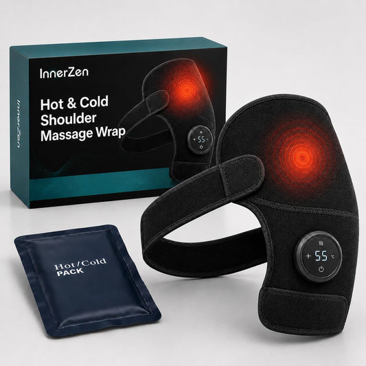 Cordless Shoulder Heating Pad with Vibration & Cold Gel Pack, Shoulder wrap