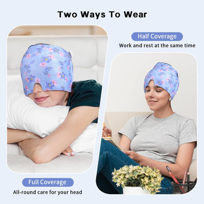 my novel things Migraine Relief Cap, Gel Cooling 2 Pack Set, Headache Relief with Hot/Cold Ice Cap, Instant Headache Relief, Reusable Ice Pack for Stress Sinus Relief Migraine Mask Gift for Women Man