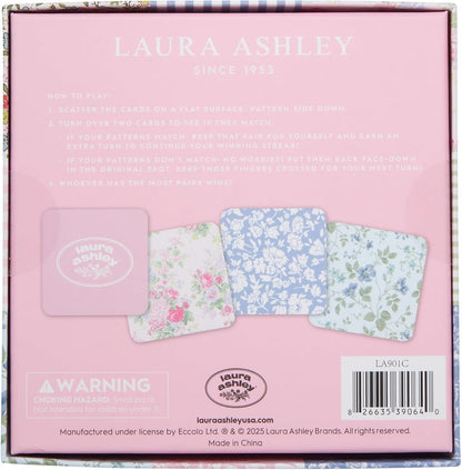 Laura Ashley Pretty Pattern Matching Game – 52 Floral Memory Cards in Decorative Gift Box – Classic Matching Game – Cognitive Brain Training & Family Fun | Classic Concentration Play with Elegant Botanical Artwork, Cognitive Brain Training and Family Fun