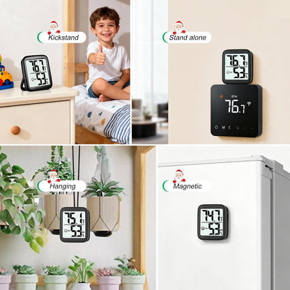 2 Pack Room Thermometer Indoor Hygrometer | Monitor Temperature & Humidity, Accurate, Fast Read, Easy To View, Magnetic/Kickstand/Hanging, ℉/℃, w/ Battery, Compact
