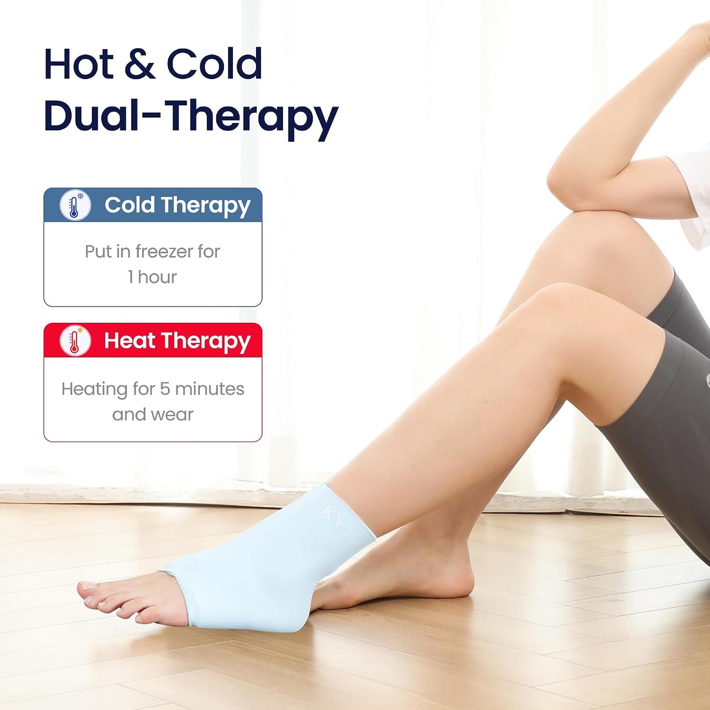 Ankle Ice Pack Wrap for Swelling & Sprained Ankle, Blue, Small+Ice Packs | Reusable Gel Ice Pack for Hot & Cold Therapy - Compression Sleeve for Swelling, Achilles Tendonitis,Plantar Fasciitis