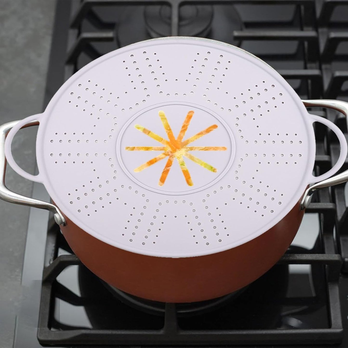 Spill Stopper Lid Silicone Boil Splatter Screen Pot Cover with Double Handles Anti Overflow Mat Heat Resistant for Cooking and Steam, Green