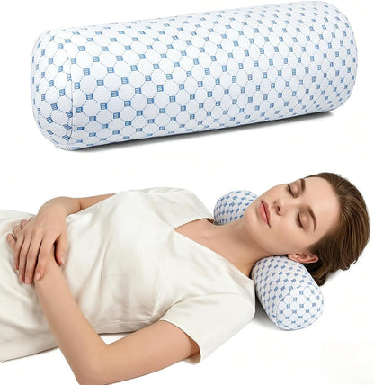 Bogey's Antidote Neck Roll Pillow for Pain Relief Sleeping, Cervical Memory Foam Cylinder Pillow,Travel Bolster Pillow for Bed for Side Sleepers Back Sleeper,15.7 * 6 * 6 inch (White)