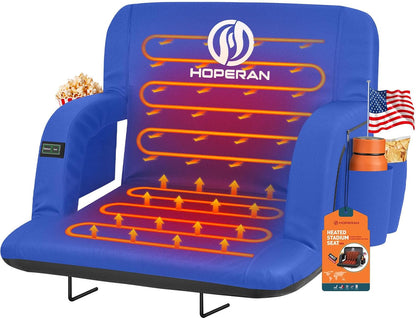 HOPERAN Heated Stadium Seats with Back Support, Dual Control, 1-Pack