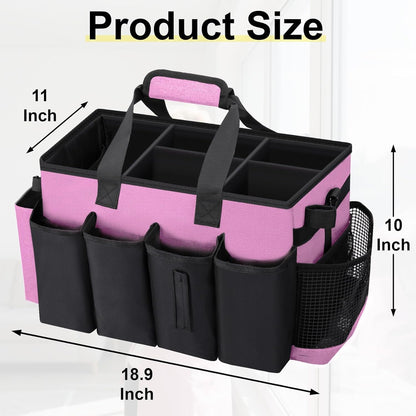 Wearable Large Cleaning Caddy Bag for Housekeepers (Black&Gray) | Cleaning Supplies Organizer with Adjustable Shoulder, Waist & Handle Straps, Detailing Bag for Kitchen Supplies