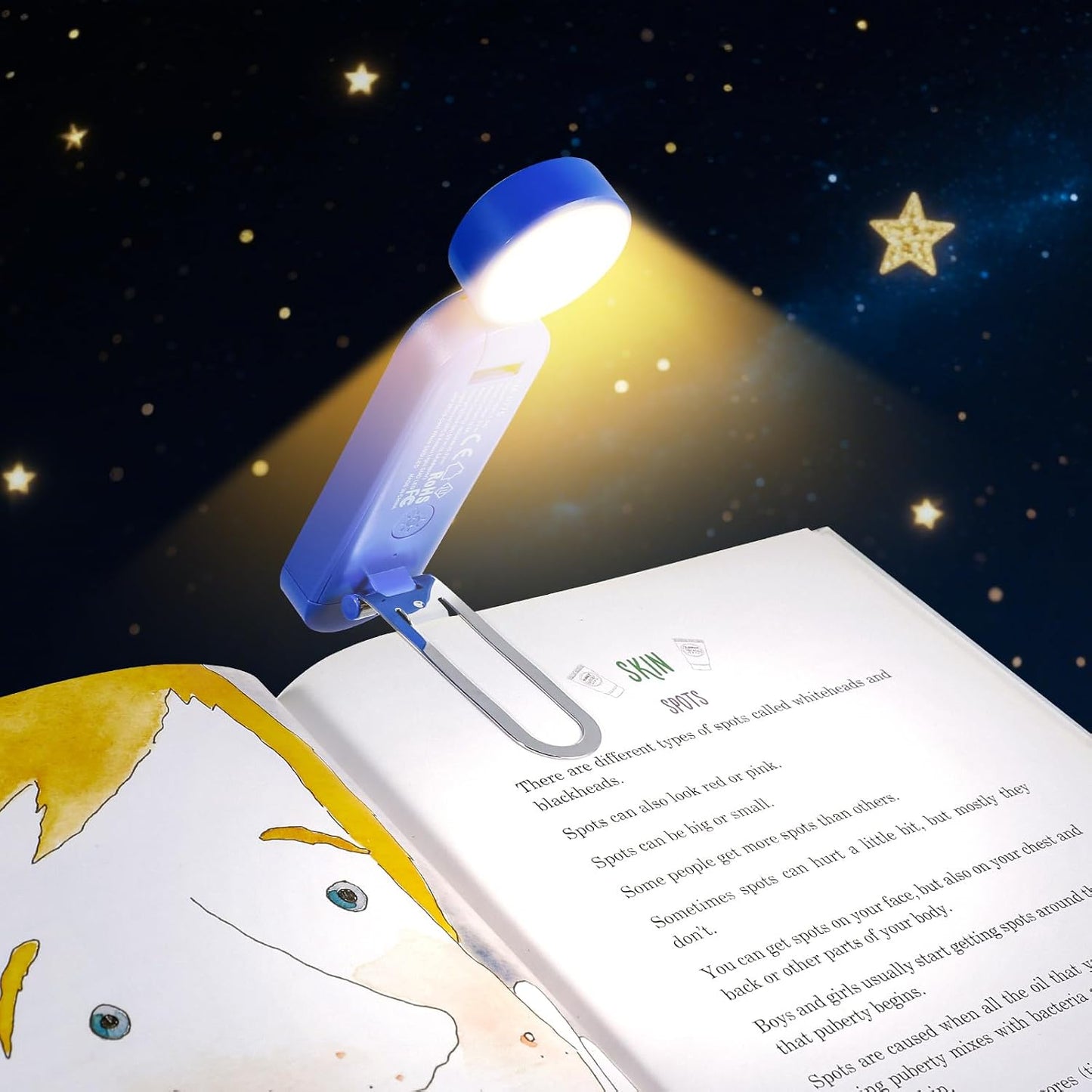 VAVOFO USB Rechargeable Bookmark Reading Light, Blue Light Blocking Amber LEDs for Bedtime Reading - Clip On, 9 Lighting Modes