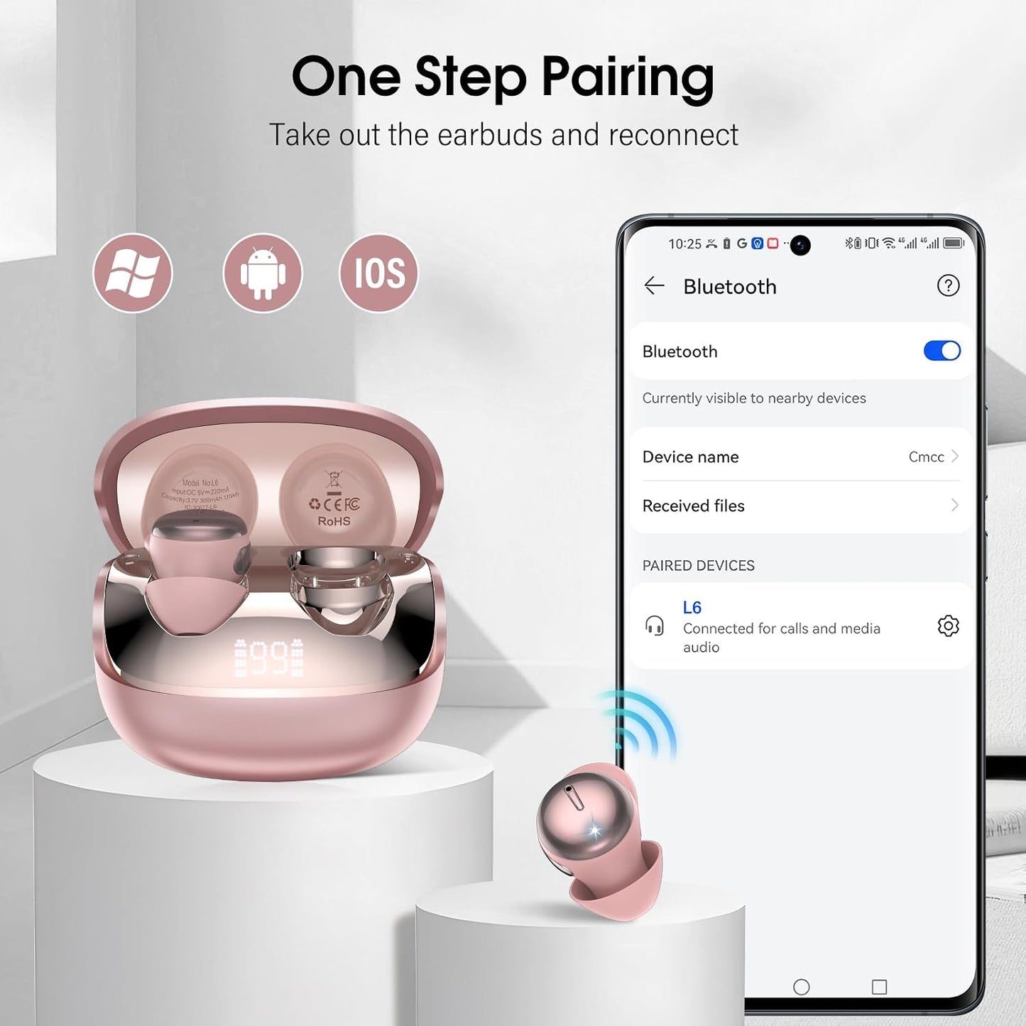 Sleep Earbuds Bluetooth 5.4, Mini Light-Weight Headphones for Side Sleepers | Features Sleep Mode & Built-in White Noise for Relaxing. 48H Battery & Clear Calls. Perfect Mini Earphones for Sound Sleep