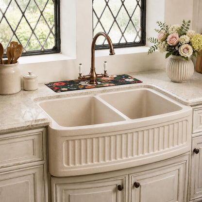 Light Brown White Checkered Kitchen Sink Splash Guard Faucet Mat,Faucet Non-Slip Absorbent Mat,Farmhouse Sink Splash Guard Behind Faucet for Kitchen Bathroom, 15"x5.5"