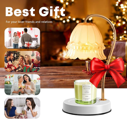 Fragrance Candle Warmer Lamp with 2 Bulbs Electric Candle Warmer with Timer & Dimmer for Home Decor