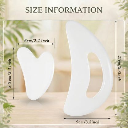BBTO 2 Pcs Gua Sha Tools Body Scraper with Grip Facial Massage, White