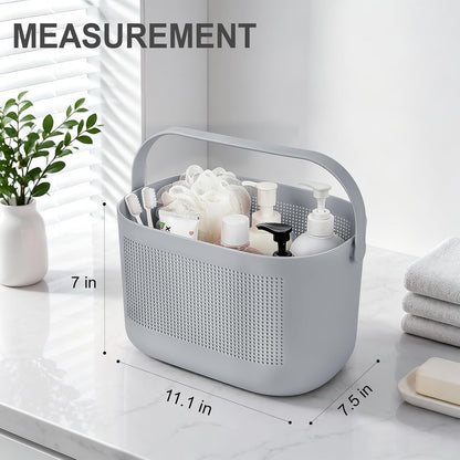 Plastic Portable Shower Caddy Basket, Storage Organizer with Handle, Yellow | Bottom Drain Holes, Keep Dry, Sturdy and Durable, Easy to Carry for Bathroom, Kitchen, Dorm Room, RV, College