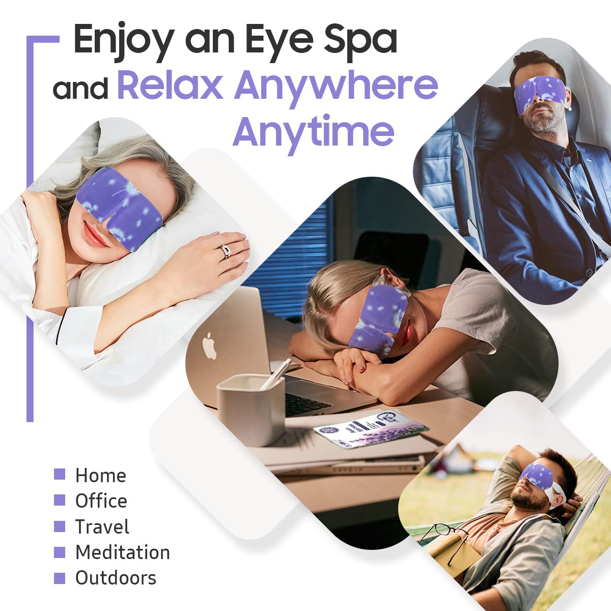 BeHoomi 20 Packs Steam Eye Mask, Heated Eye Mask Warm Compress for Eyes, Disposable Self Heating Steam Mask for Home, Sleep, Spa, Travel Essentials & Relaxation Gifts for Women (Unscented)