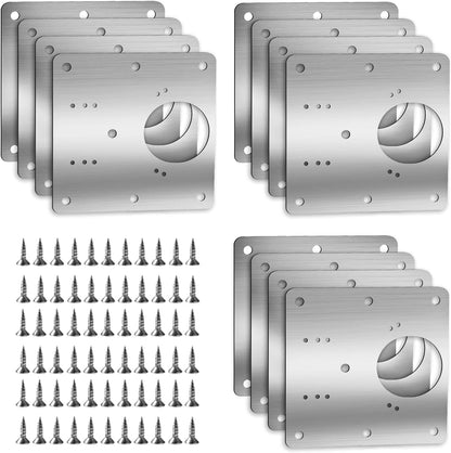 12 Pack Cabinet Hinge Repair Plate Kit, Stainless Steel Cabinet Door Repair Plates with Screws, Fix Loose Hinges & Stripped Screw Holes, Heavy Duty Hinge Reinforcement Brackets for Kitchen Cabinets
