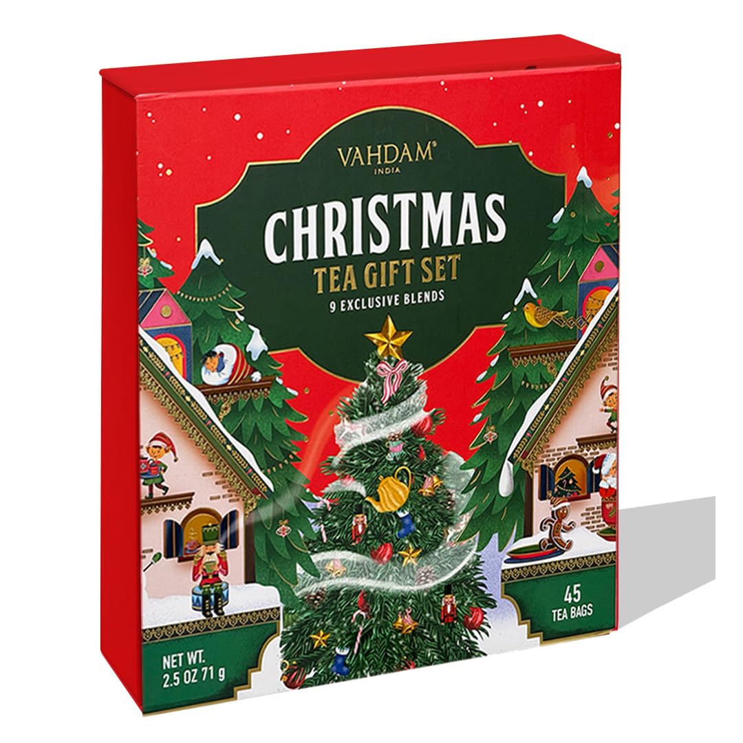 VAHDAM, Assorted Herbal Tea Sampler (18 Tea Bags, 9 Flavors) Caffeine-Free, Non-GMO | Double Infusion, Individually Enveloped Tea Bags | Herbal Tea Assortmen